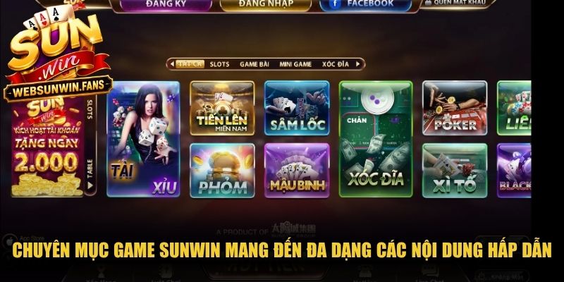 Chuyên mục game Sunwin mang đến đa dạng các nội dung giải trí hấp dẫn