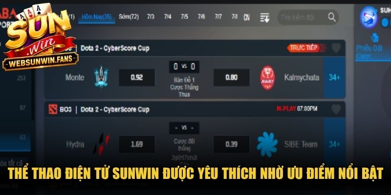 Thể thao điện tử Sunwin được yêu thích nhờ những ưu điểm nổi bật